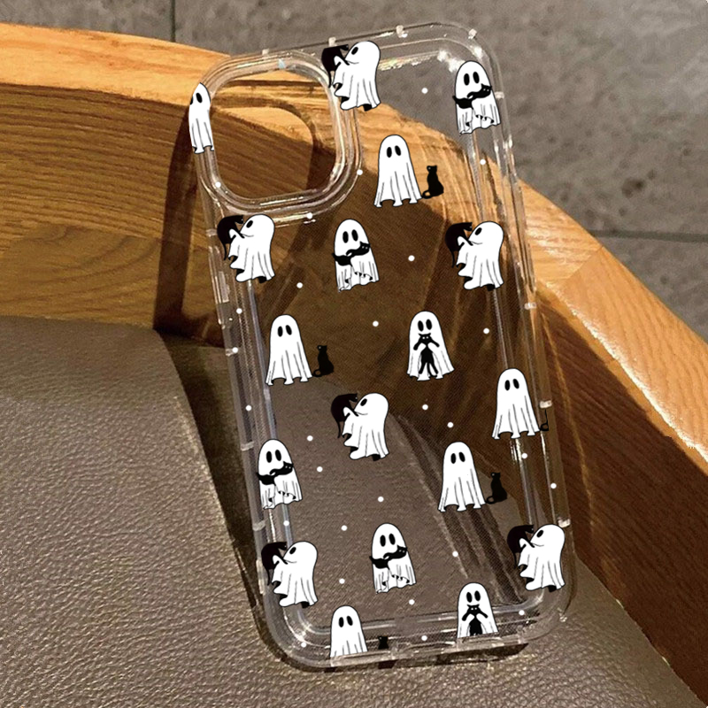 Phone Cases Mous - Coque transparente imprimée fantôme et fleurs